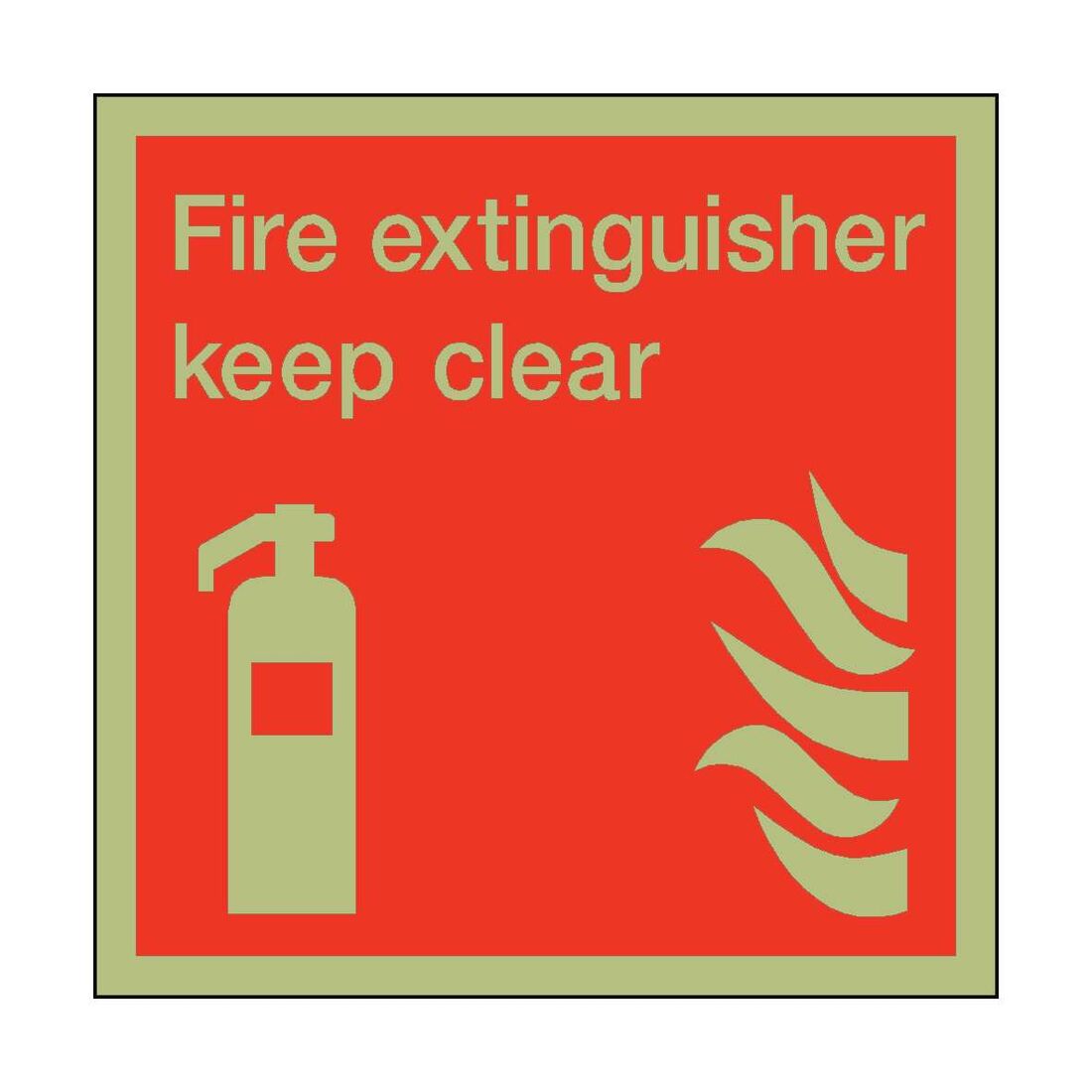 Luminescent fire extinguisher location sign